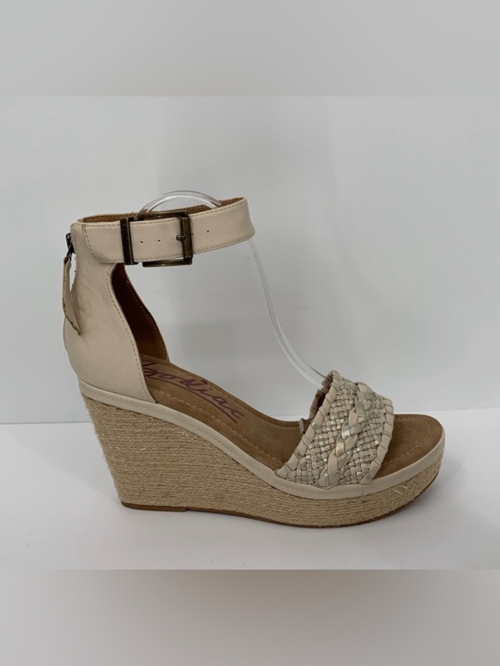 Zodiac Sabeen Espadrille wedge platform sandals ankle strap braided tan gold 10